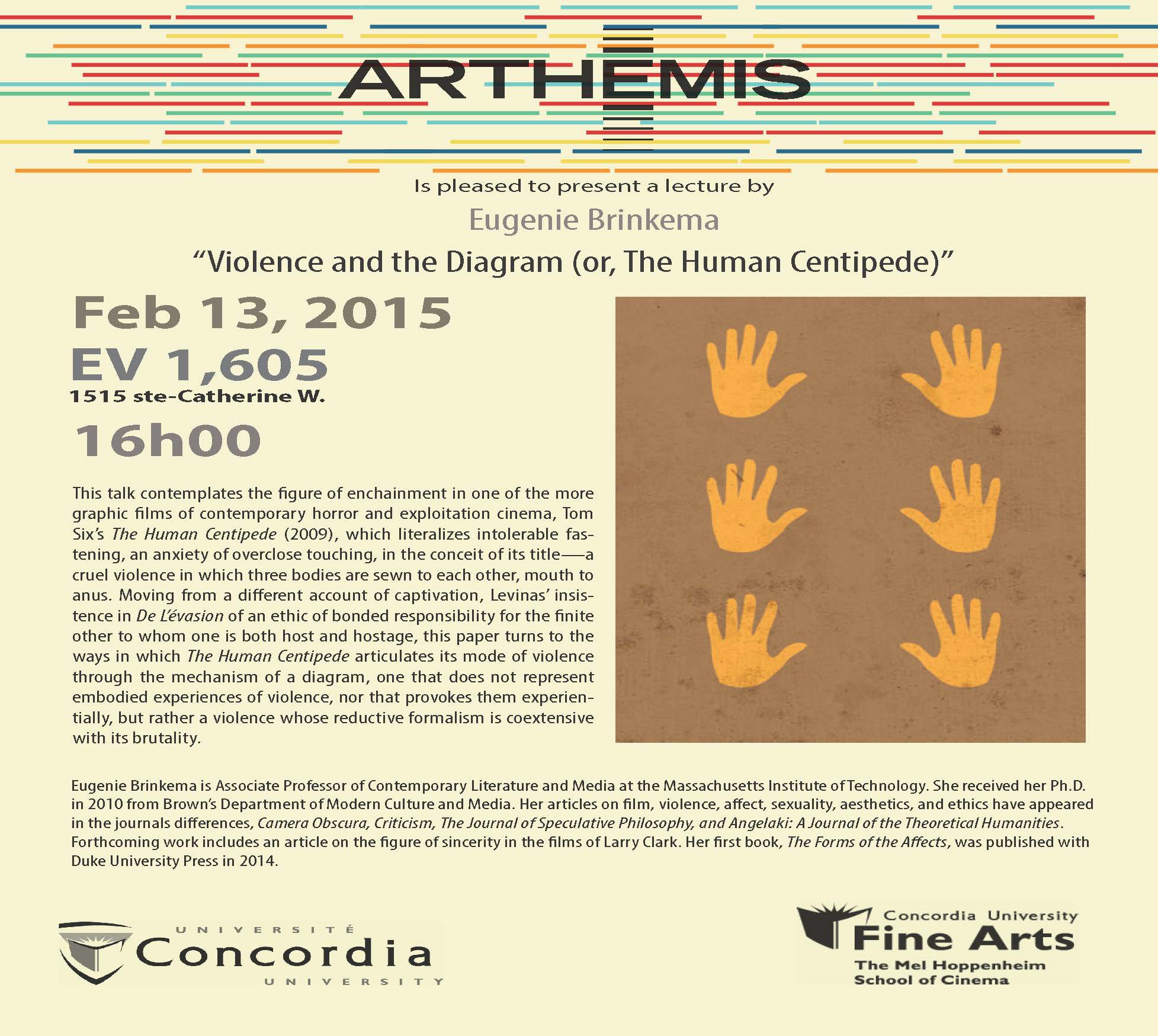 Eugenie Brinkema Speaks at Arthemis on Feb. 13, 2015