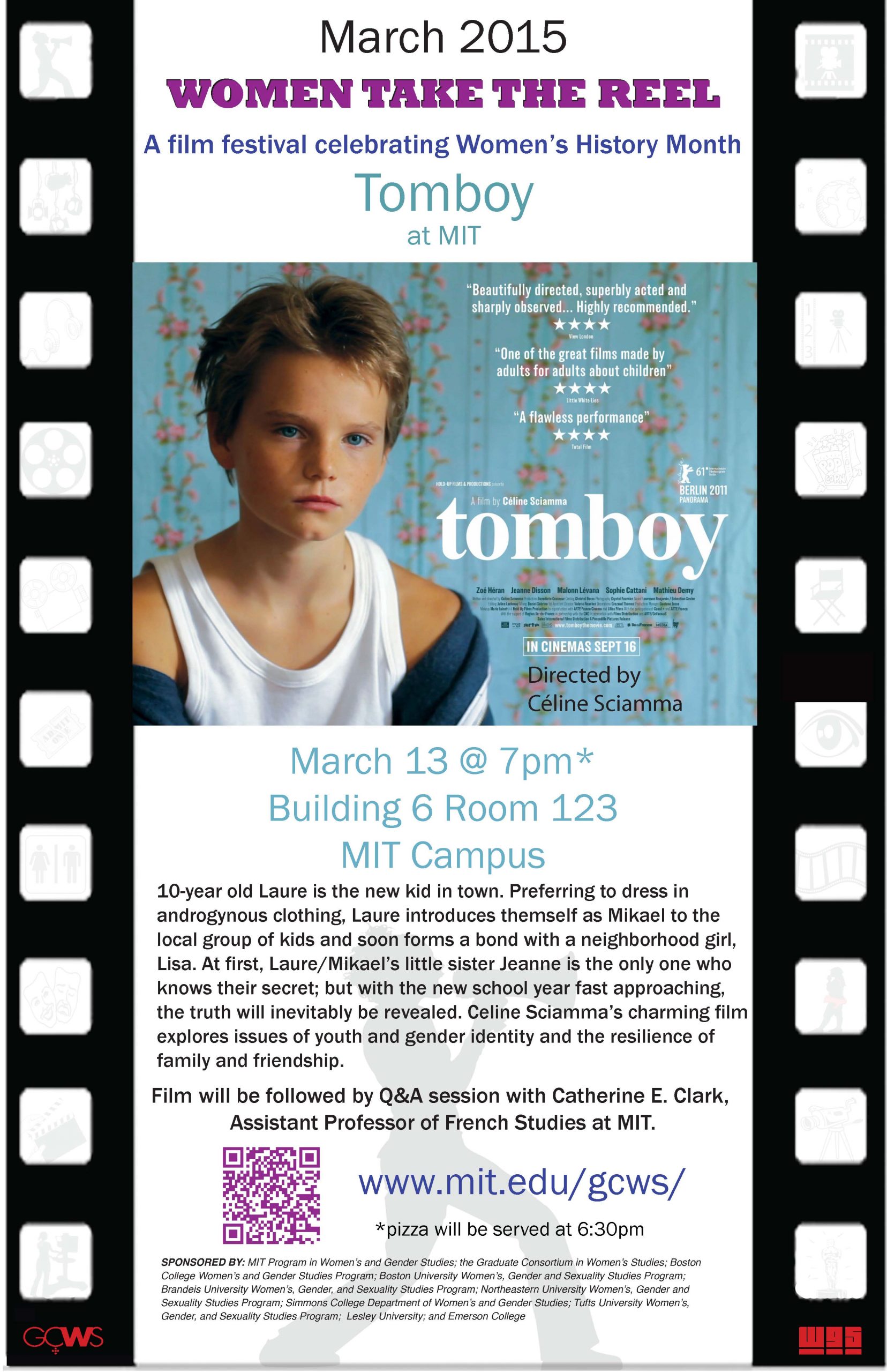 Tonight! Women Take the Reel Film Festival Screening of Celine Sciamma's "Tomboy," 3/13, 7:00pm, 32-123