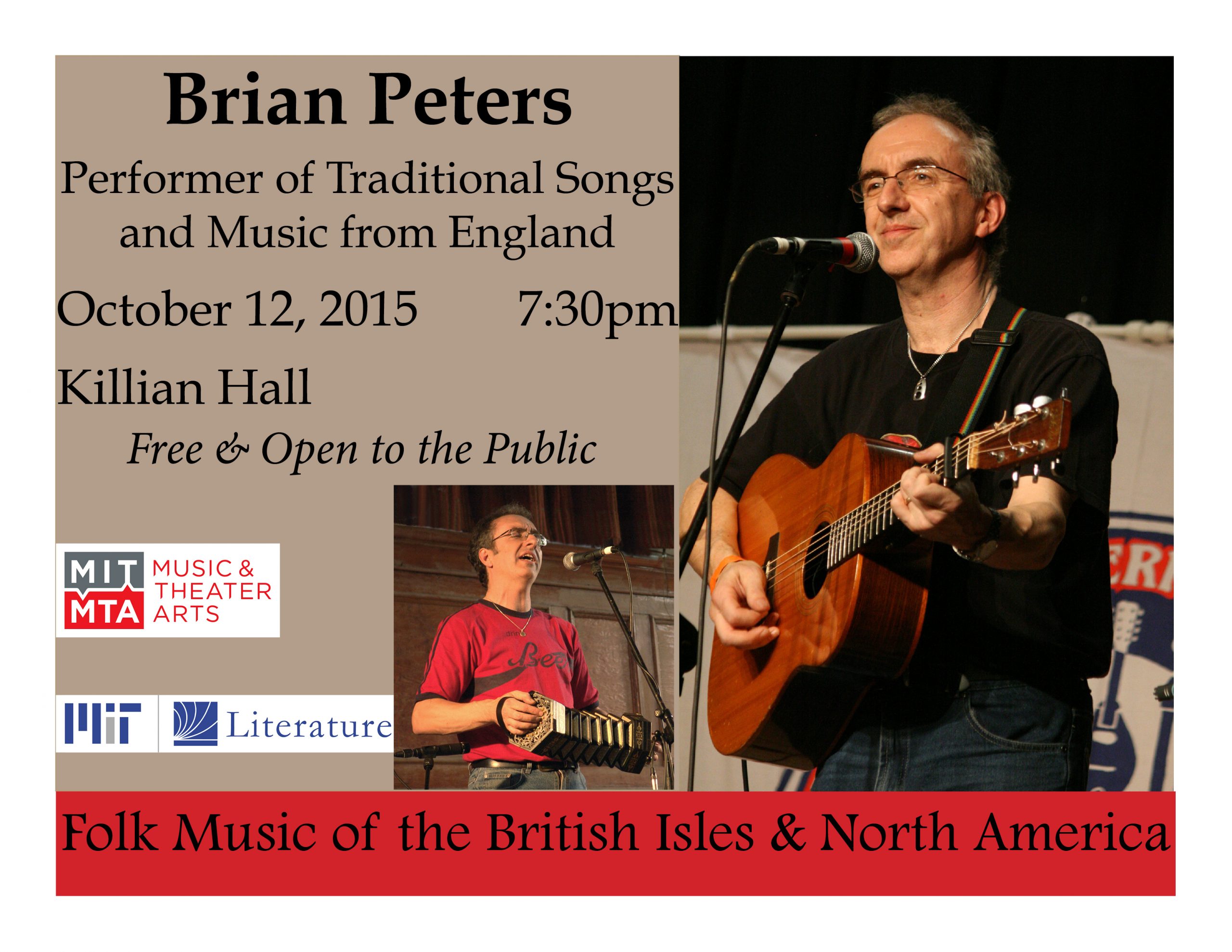 Brian Peters performing “Child Ballads,” Killian Hall, Oct. 12, 2015, 7:30p