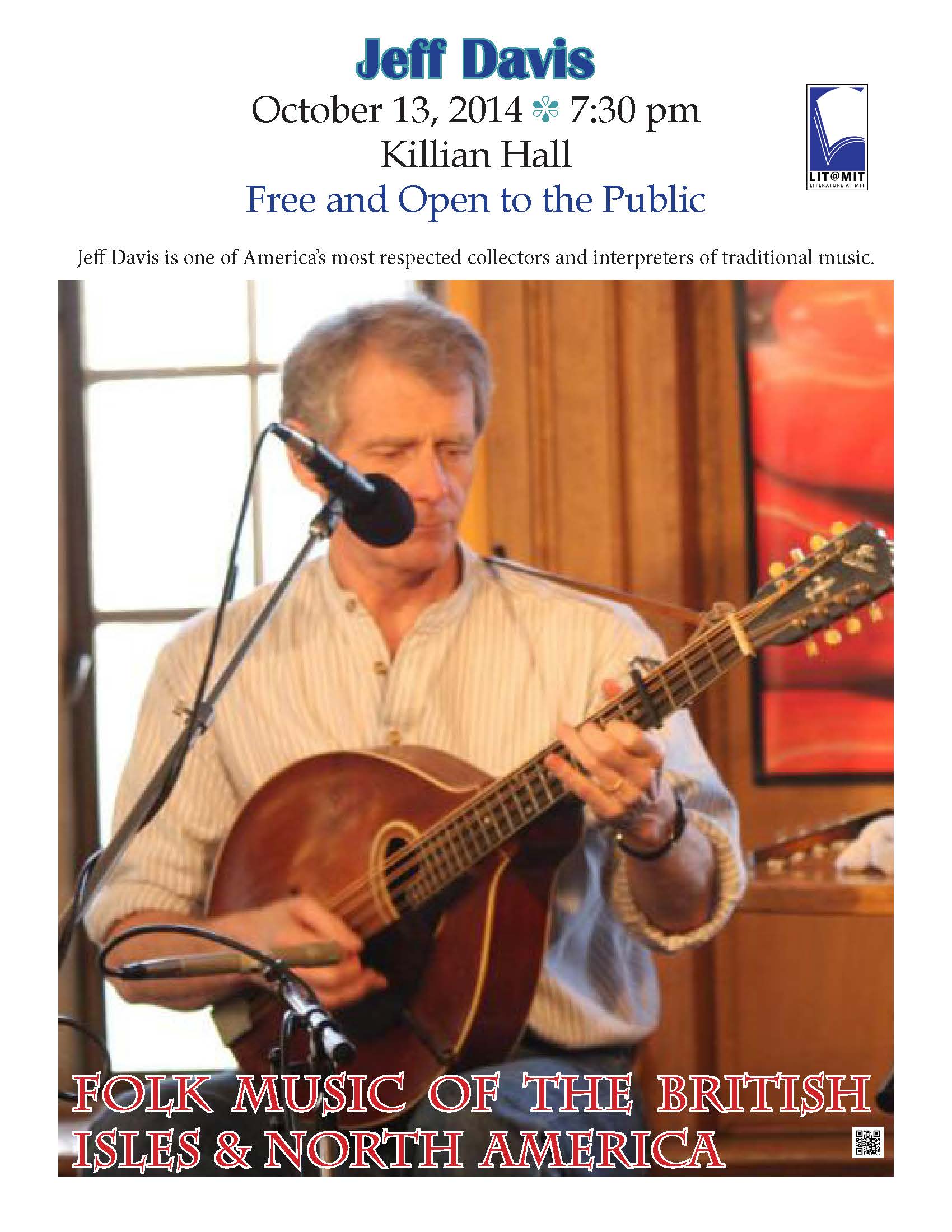 Folk Music of the British Isles & North America |Jeff Davis |Oct. 13|7:30p|Killian Hall